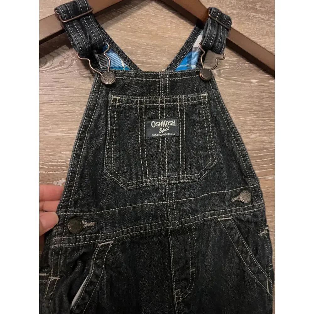 OshKosh Overalls jeans boy size 24 months toddler 2T fleece lined
